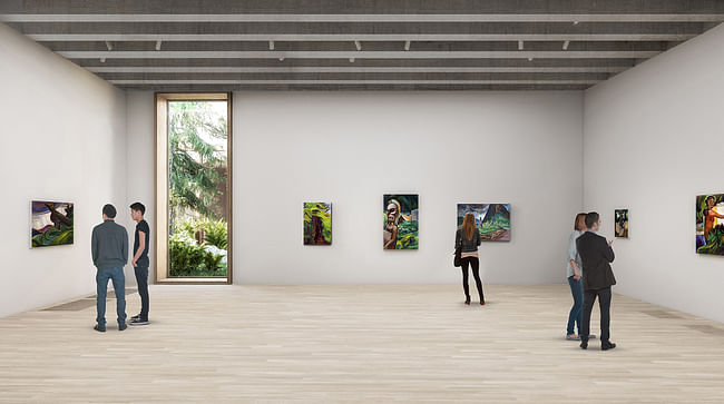 Gallery level -1 with view to Sunken Garden © Herzog & de Meuron