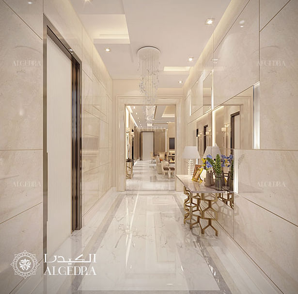 Hallway design in luxury villa