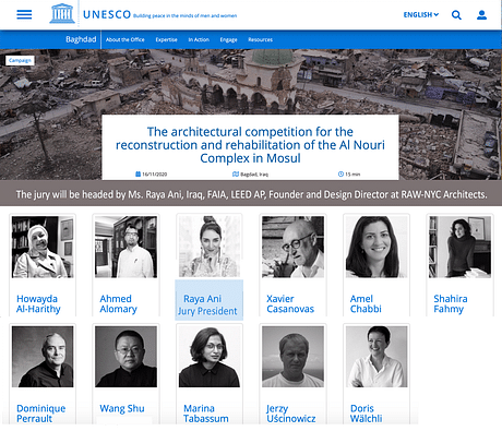 I am very honored to be the President of a very esteemed jury of experts for the architectural competition for the reconstruction and the rehabilitation of Al Nouri Complex in Mosul. The bio of each person in the jury is indeed impressive. To check the bio of the jury, please visit: https://en.unesco.org/.../architectural-competition... The jury represents an incredible mix of experts in architecture, urban planning, urban regeneration, sustainable rehabilitation, experts in conservation and...