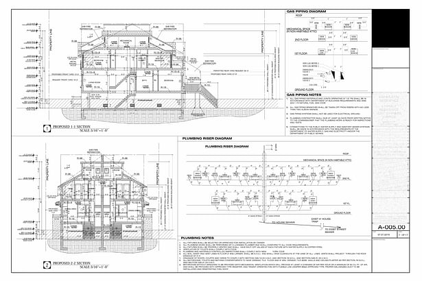 Sections, Plumbing Diagrams and Notes A-005