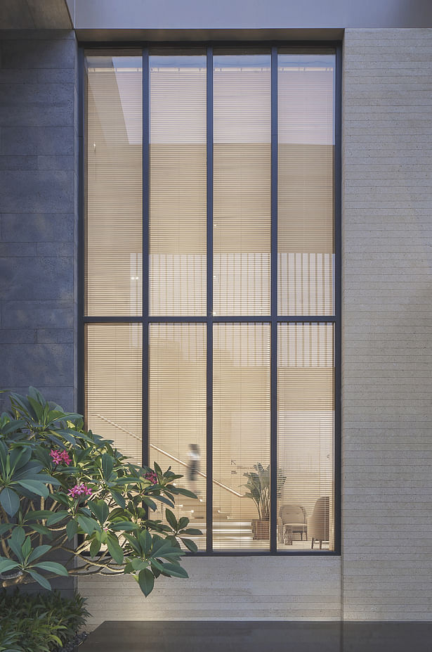 curtain wall outside reception area