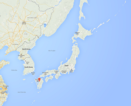 The earthquake occurred near Mashiki in Southern Japan. Image via googlemaps.com