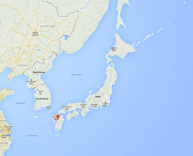 The earthquake occurred near Mashiki in Southern Japan. Image via googlemaps.com
