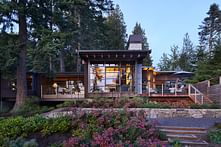 Large cedar trees surround Christopher Wright Architecture's coastal home in Washington