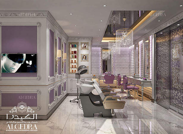 Hair styling area of beauty salon design