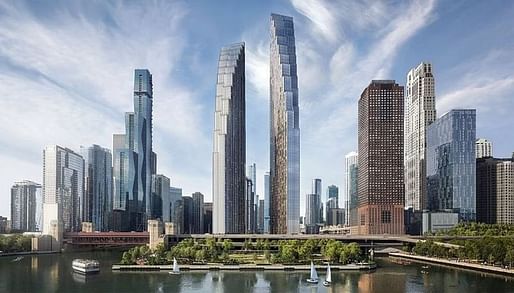 Rendering of the 400 N Lake Shore Drive towers designed by SOM. Image courtesy of SOM.