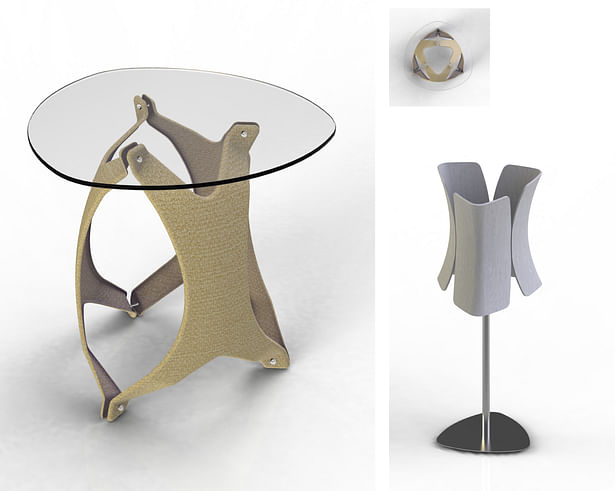 Nido - Hemp Fabric Lay-up Side Table & Tulipe - Injection molded Arboform Lamp
