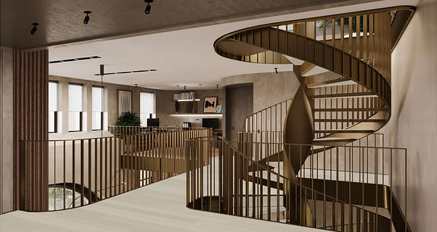 2nd level hall/office, rendering