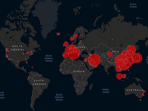 Screenshot of Johns Hopkins CSSE interactive dashboard of global coronavirus cases.