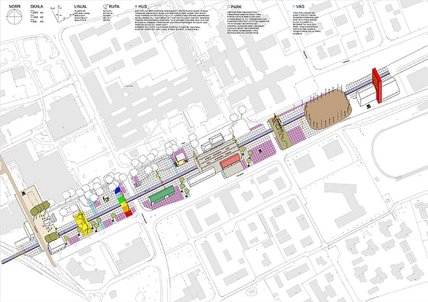 Axonometric plan of all 17 projects and proposals 