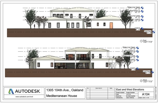 Mediterranean House - East and West Elevations