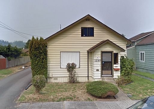 The childhood home of Kurt Cobain in Aberdeen, Washington. Image via Google Street View.