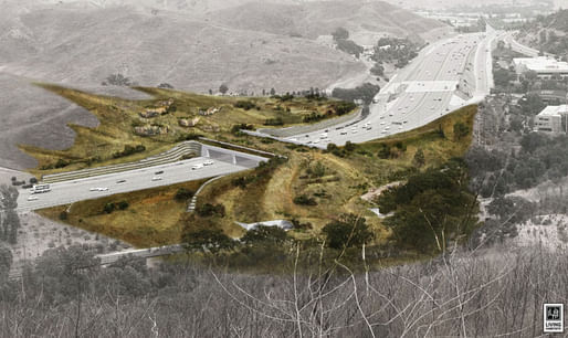 Rendering of the Wallis Annenberg Wildlife Crossing in Agoura Hills, California. Image: National Wildlife Federation/Living Habitats.