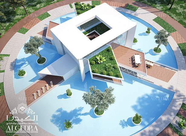 Modern villa design concept with biophilic elements