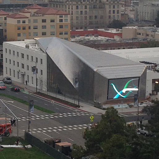 Recent photo of the almost completed structure on January 21. (Image via @BAMPFA on Twitter.)
