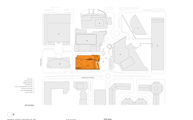 OCMA Site Plan. Image courtesy Morphosis Architects