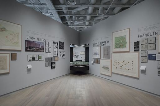 “Living in America: Frank Lloyd Wright, Harlem & Modern Housing​​” exhibition opening. Photo courtesy of Columbia GSAPP.