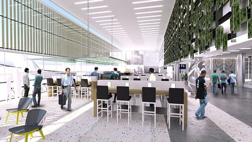 Rendering of a redeveloped Concourse F and an expanded, consolidated Central Terminal security checkpoint. Image: Miami International Airport.