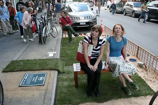 A meditation garden in Williamsburg on Park(ing) Day 2008. (John Del Signore/Gothamist)