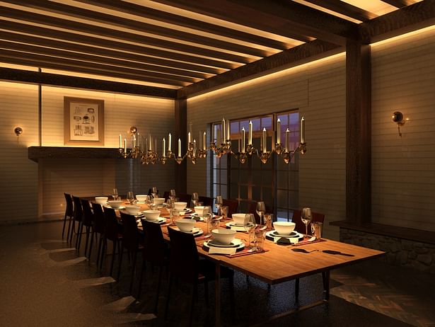 The austere decor in the private dining room is reminiscent of traditional brewing methods used by Trappist Monks
