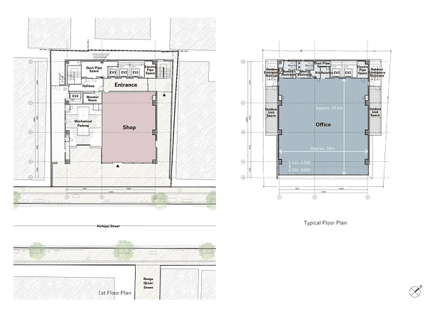 Floor Plans (1st Floor & Typical Floor) Image Credit: Nikken Sekkei Ltd