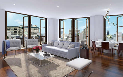 18th floor living room with wraparound terrace