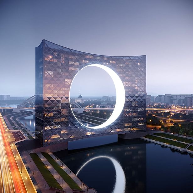 Tower of the Sun canal view. Image: Omega Render