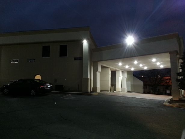 architectural realms - porte cochere at dusk