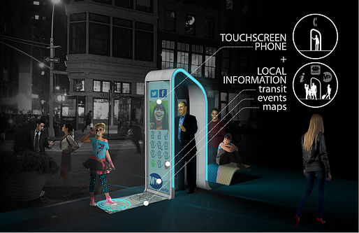 Winner of the Creativity Award at the Reinvent Payphones Design Challenge: FXFOWLE's concept "NYC Loop" (Image: FXFOWLE)