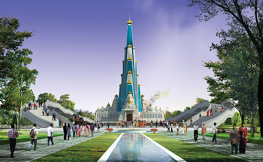 Vrindavan Chandrodaya temple rendering, front view. (Image: VCM/Wikipedia)