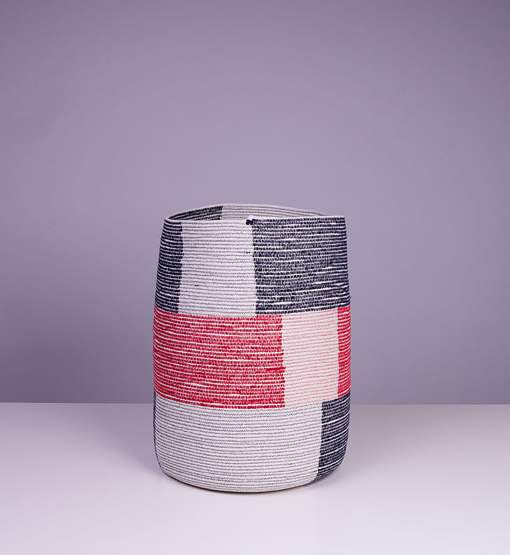 'Density Baskets: Big Blocks', 2013. stitched cotton rope.