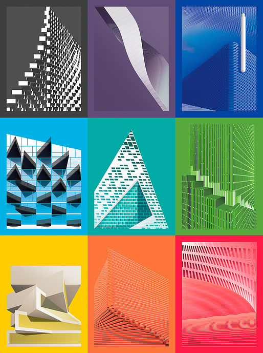 "Syntax in Architecture" graphic posters by Giuseppe Gallo. Image: Giuseppe Gallo.