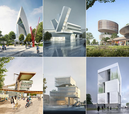 Shortlisted designs in the Future Campus UCD competition. © Malcolm Reading Consultants and individual teams