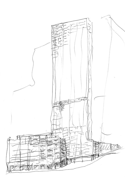 A sketch of the 611 West 56th Street tower. Image: © Álvaro Siza