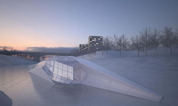 H+D Studio ICE_Crystal Warming Hut - Perspective