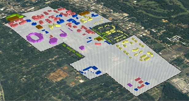 New land uses, acquisitions, and construction modeled in GIS