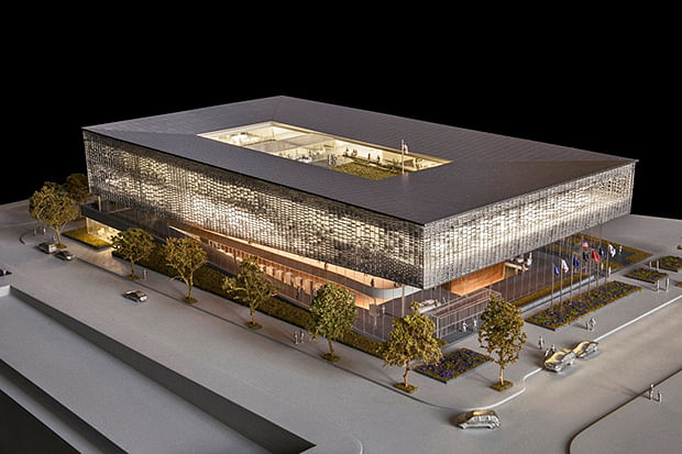 A rendering of a conceptual design for the National Veterans Resource Center by SHoP Architects
