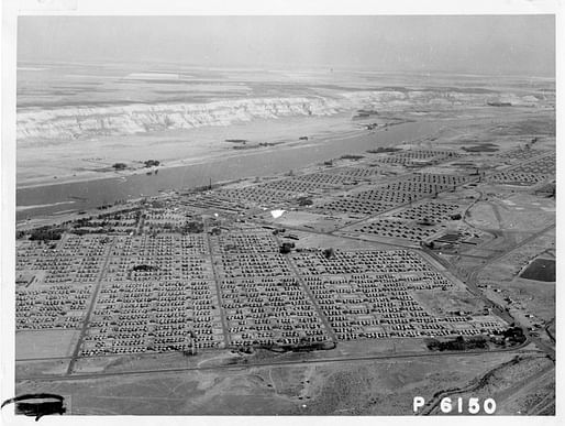 Aerial view of Hanford Construction Camp, CA. 1945. Image: Item courtesy of the U.S. Department of Energy, Hanford Collection. 