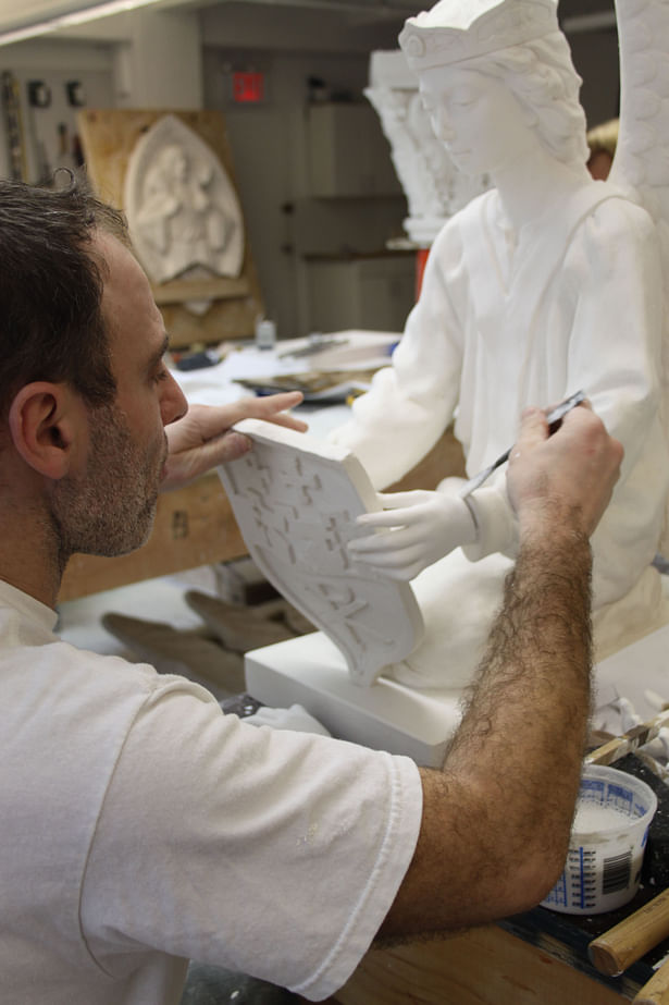 EverGreene plaster craftsmen sculpts heraldic angels