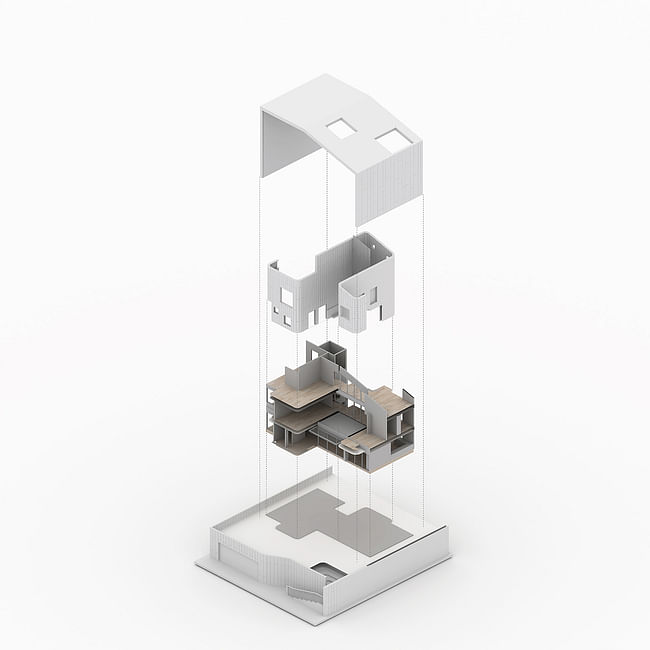 Exploded drawing. Image courtesy of Yuan Architects.