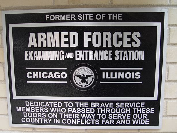 Plaque commemorating the former Examining and Entrance Station for the US Armed forces, my responsibility altogether.