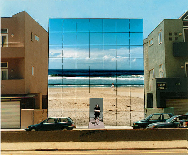 The house would be sandwiched between two existing houses that block the view of the beach from the passersby. The Malibu Video House allows the passersby to see through the house to the real beach through the real time video wall.
