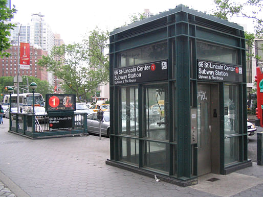 Street elevator serving as an entrance to the underground 66th Street–Lincoln Center station. (Wikipedia)