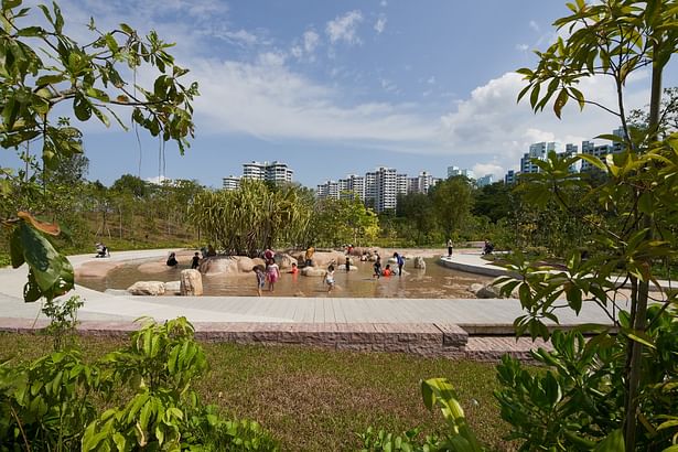 Clusia Cove is a children's play area with a ripple pool that mimics the natural flow of water.