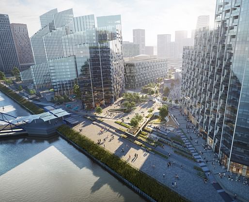 East Riverfront of “The Tide” on Greenwich Peninsula. Image courtesy of Diller Scofidio + Renfro.
