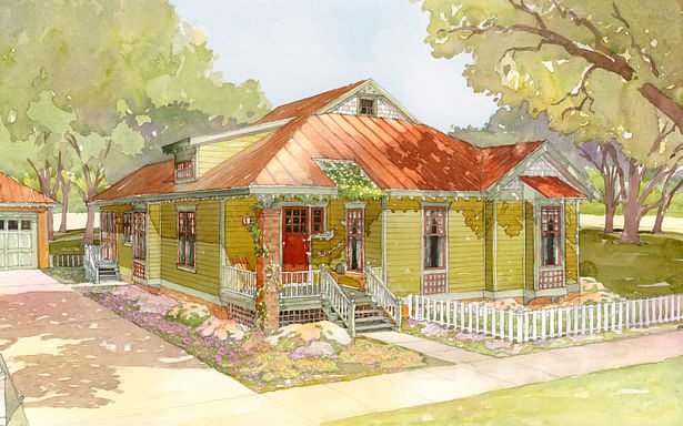 Small Corner Bungalow-Perspective Drawn by Venture Graphics