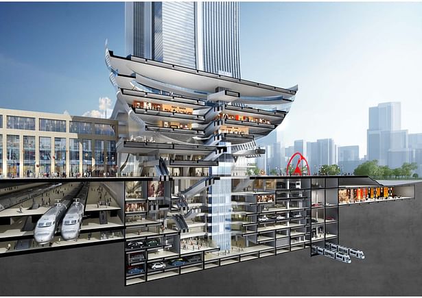 Cross section of the Urban Core ©Nikken Sekkei Ltd