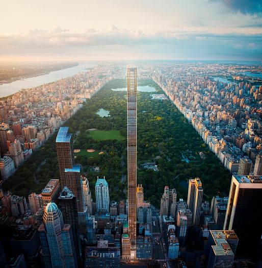 Scheduled to open this year, the SHoP Architects-designed 111W57 will be the world's skinniest skyscraper with a width-to-height slenderness ratio of 1:24. Image: JDS Development Group/Property Markets Group.