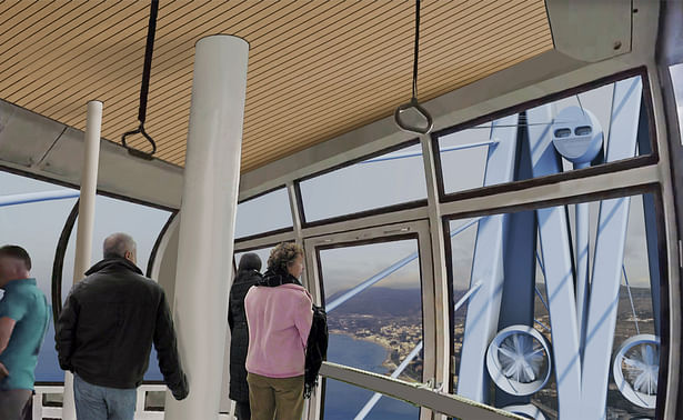 View from inside one of the cable cars