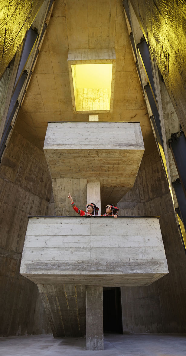 Indoor Staircase - Yellow Skylight (Photo: Hongkai Peng)